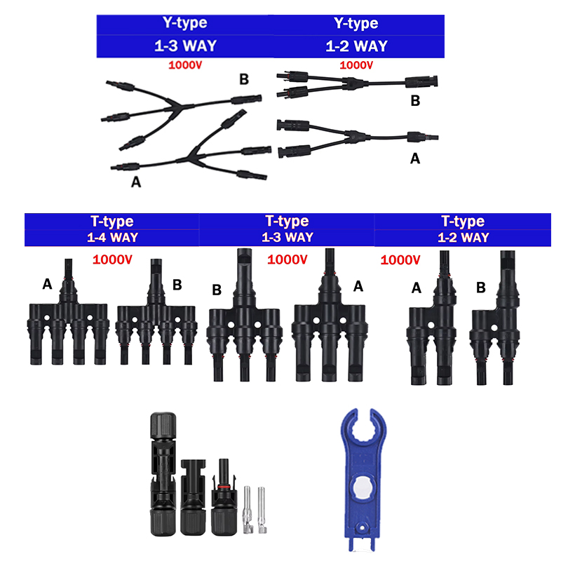Solar Cable Mc4 Connector - MC4 parallel branch solar connector is