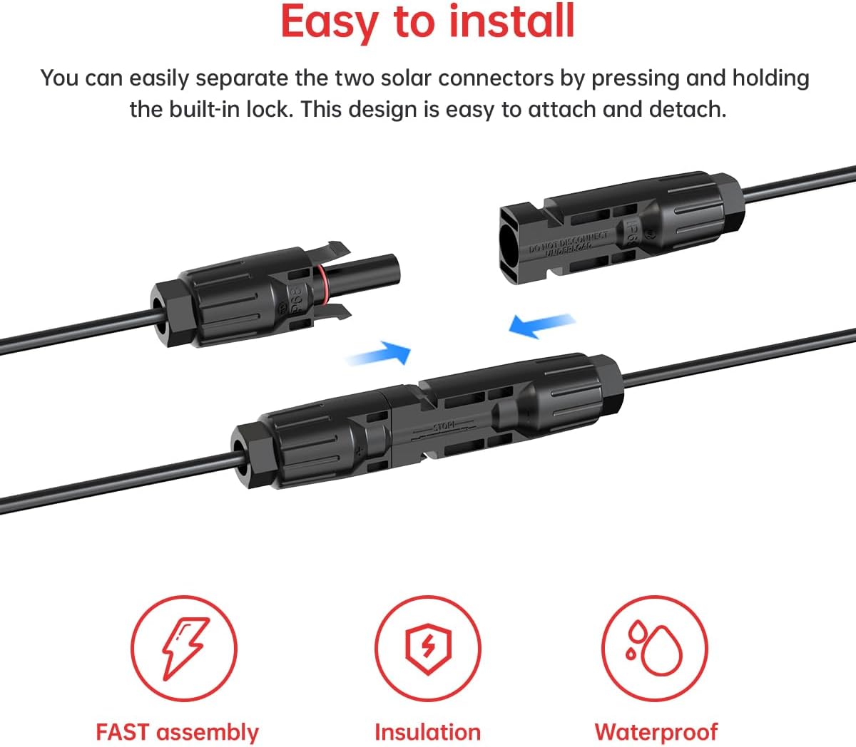 Solar Cable Mc4 Connector - 10AWG 10FT Solar to XT60i Cable
