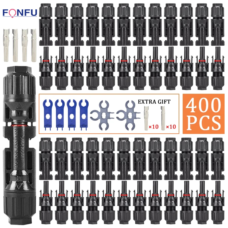 Solar Cable Mc4 Connector - 10/20/50/100/300/400PCS Photovoltaic Solar Connector Kit Plug