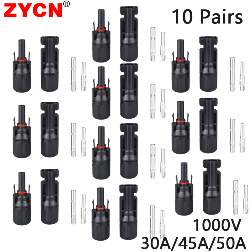 Solar Cable Mc4 Connector - 10Pairs IP68 Photovoltaic Solar Connectors 1000V
